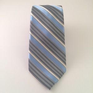 Perry Ellis Pale Blue and Gray Striped Men's Tie